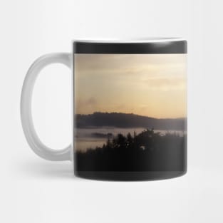 misty october sunrise over the Columbia River Mug